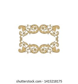 Baroque ornament with filigree in vector format for design frame, pattern. Vintage victorian or damask floral element. 