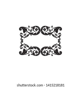 Baroque ornament with filigree in vector format for design frame, pattern. Vintage victorian or damask floral element. 
