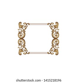 Baroque ornament with filigree in vector format for design frame, pattern. Vintage victorian or damask floral element. 