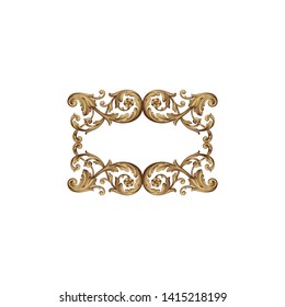 Baroque ornament with filigree in vector format for design frame, pattern. Vintage victorian or damask floral element. 
