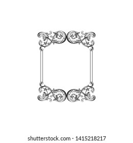 Baroque ornament with filigree in vector format for design frame, pattern. Vintage victorian or damask floral element. 