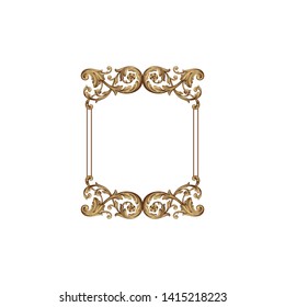 Baroque ornament with filigree in vector format for design frame, pattern. Vintage victorian or damask floral element. 