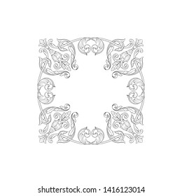 Baroque ornament with filigree in vector format for design frame, pattern. Vintage victorian or damask floral element.