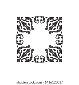 Baroque ornament with filigree in vector format for design frame, pattern. Vintage victorian or damask floral element.