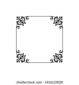 Baroque ornament with filigree in vector format for design frame, pattern. Vintage victorian or damask floral element.