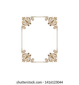 Baroque ornament with filigree in vector format for design frame, pattern. Vintage victorian or damask floral element.