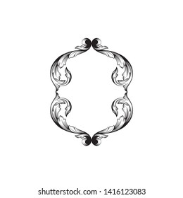 Baroque ornament with filigree in vector format for design frame, pattern. Vintage victorian or damask floral element.