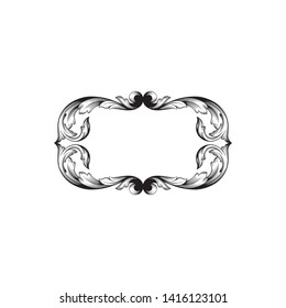 Baroque ornament with filigree in vector format for design frame, pattern. Vintage victorian or damask floral element.