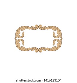 Baroque ornament with filigree in vector format for design frame, pattern. Vintage victorian or damask floral element.