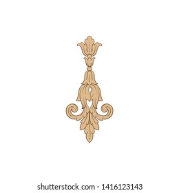 Baroque ornament with filigree in vector format for design frame, pattern. Vintage victorian or damask floral element.