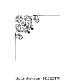 Baroque ornament with filigree in vector format for design frame, pattern. Vintage victorian or damask floral element.