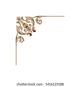 Baroque ornament with filigree in vector format for design frame, pattern. Vintage victorian or damask floral element.