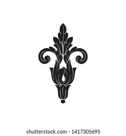 Baroque ornament with filigree in vector format for design frame, pattern. Vintage victorian or damask floral element.