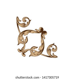 Baroque ornament with filigree in vector format for design frame, pattern. Vintage victorian or damask floral element.