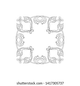 Baroque ornament with filigree in vector format for design frame, pattern. Vintage victorian or damask floral element.