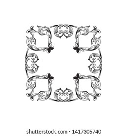 Baroque ornament with filigree in vector format for design frame, pattern. Vintage victorian or damask floral element.