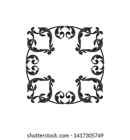 Baroque ornament with filigree in vector format for design frame, pattern. Vintage victorian or damask floral element.