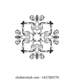 Baroque ornament with filigree in vector format for design frame, pattern. Vintage victorian or damask floral element.
