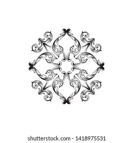 Baroque ornament with filigree in vector format for design frame, pattern. Vintage victorian or damask floral element.