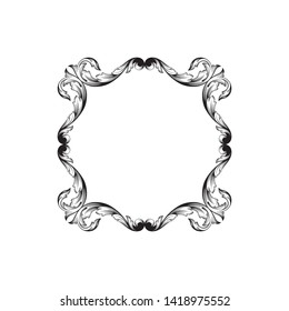 Baroque ornament with filigree in vector format for design frame, pattern. Vintage victorian or damask floral element.