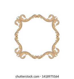 Baroque ornament with filigree in vector format for design frame, pattern. Vintage victorian or damask floral element.