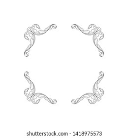Baroque ornament with filigree in vector format for design frame, pattern. Vintage victorian or damask floral element.