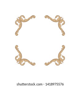 Baroque ornament with filigree in vector format for design frame, pattern. Vintage victorian or damask floral element.