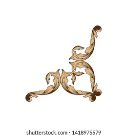 Baroque ornament with filigree in vector format for design frame, pattern. Vintage victorian or damask floral element.