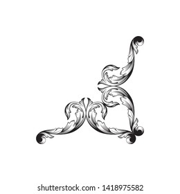 Baroque ornament with filigree in vector format for design frame, pattern. Vintage victorian or damask floral element.