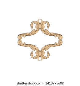 Baroque ornament with filigree in vector format for design frame, pattern. Vintage victorian or damask floral element.