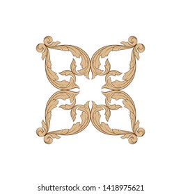 Baroque ornament with filigree in vector format for design frame, pattern. Vintage victorian or damask floral element.
