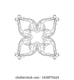 Baroque ornament with filigree in vector format for design frame, pattern. Vintage victorian or damask floral element.