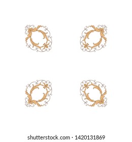Baroque ornament with filigree in vector format for design frame, pattern. Vintage victorian or damask floral element. 