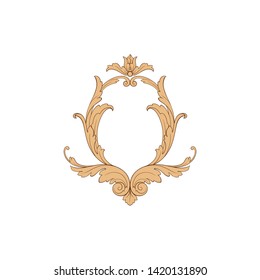 Baroque ornament with filigree in vector format for design frame, pattern. Vintage victorian or damask floral element. 