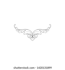 Baroque ornament with filigree in vector format for design frame, pattern. Vintage victorian or damask floral element. 