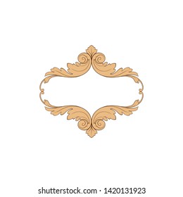 Baroque ornament with filigree in vector format for design frame, pattern. Vintage victorian or damask floral element. 