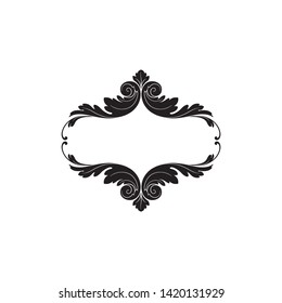 Baroque ornament with filigree in vector format for design frame, pattern. Vintage victorian or damask floral element. 