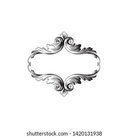 Baroque ornament with filigree in vector format for design frame, pattern. Vintage victorian or damask floral element. 