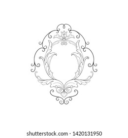 Baroque ornament with filigree in vector format for design frame, pattern. Vintage victorian or damask floral element. 