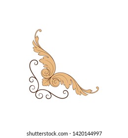 Baroque ornament with filigree in vector format for design frame, pattern. Vintage victorian or damask floral element. 