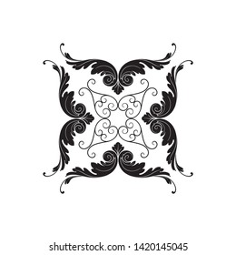 Baroque ornament with filigree in vector format for design frame, pattern. Vintage victorian or damask floral element. 