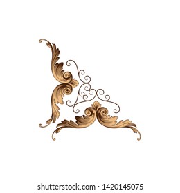 Baroque ornament with filigree in vector format for design frame, pattern. Vintage victorian or damask floral element. 