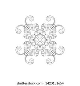 Baroque ornament with filigree in vector format for design frame, pattern. Vintage victorian or damask floral element.