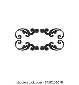 Baroque ornament with filigree in vector format for design frame, pattern. Vintage victorian or damask floral element.
