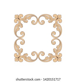 Baroque ornament with filigree in vector format for design frame, pattern. Vintage victorian or damask floral element.