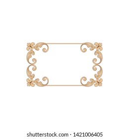 Baroque ornament with filigree in vector format for design frame, pattern. Vintage victorian or damask floral element. 