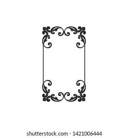 Baroque ornament with filigree in vector format for design frame, pattern. Vintage victorian or damask floral element. 