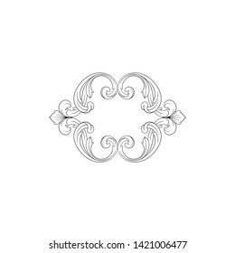 Baroque ornament with filigree in vector format for design frame, pattern. Vintage victorian or damask floral element. 