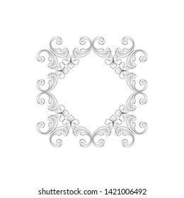 Baroque ornament with filigree in vector format for design frame, pattern. Vintage victorian or damask floral element. 