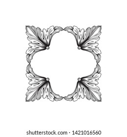 Baroque ornament with filigree in vector format for design frame, pattern. Vintage victorian or damask floral element.